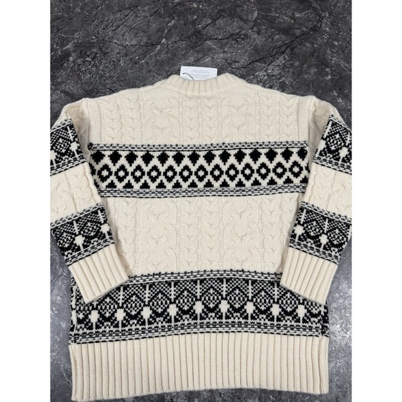 Line and Dot Montana Faire Isle Oversized Cable Knit Sweater Ribbed Trim XS - Picture 4 of 12